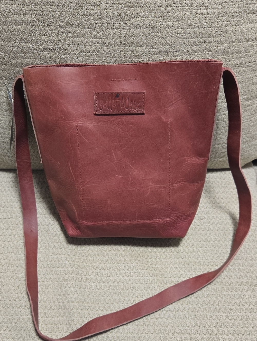 Nwt Better Way Leather Rivet Tote Crossbody Bucket Bag